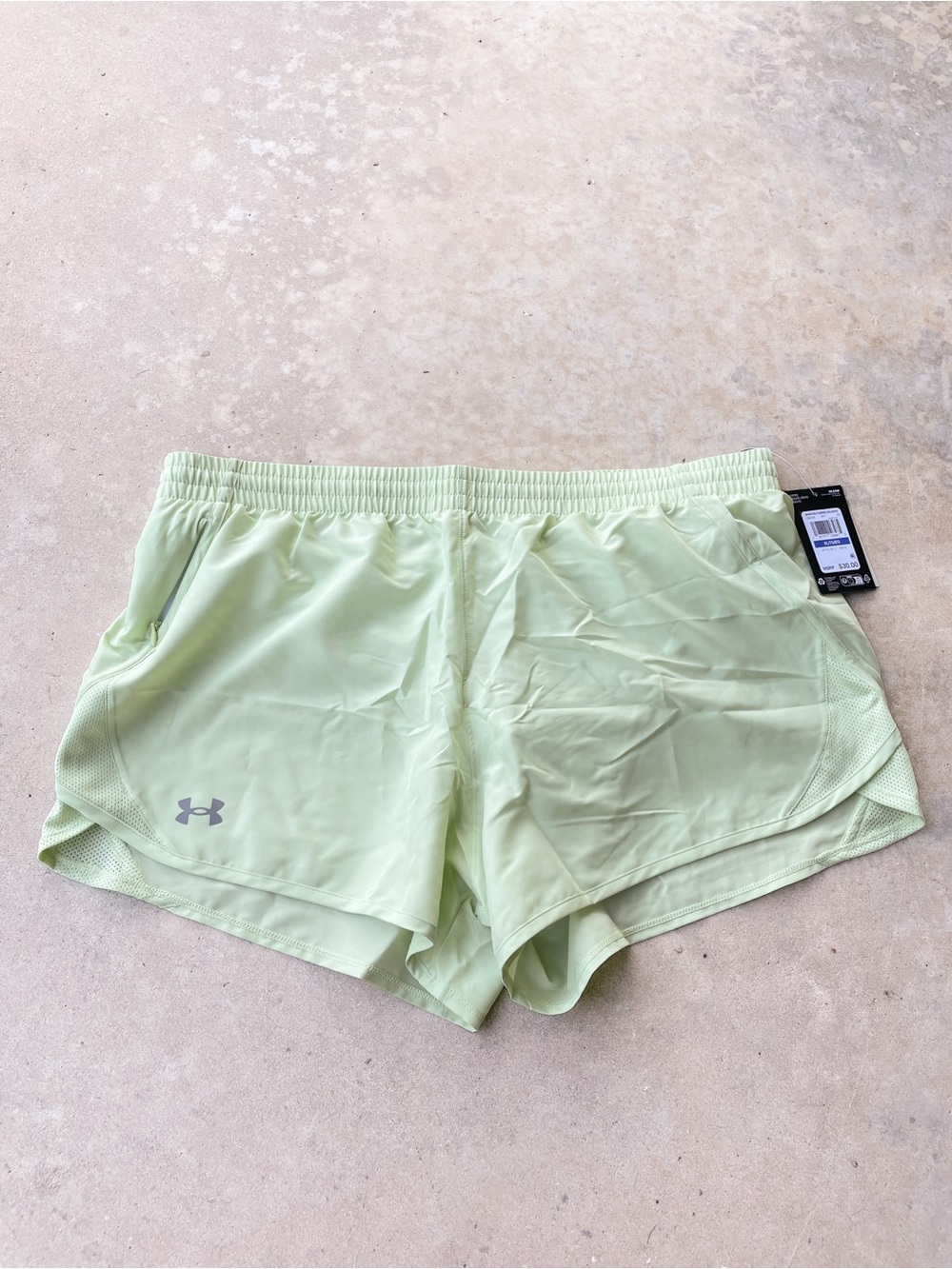 NWT Under Armour Fly By 3" Running Shorts XL Lime Green Zip Pockets
